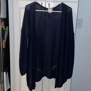 Long Sleeve Chunky Knitted Navy Cardigan.